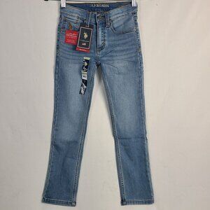 NWT U.S. Polo Assn. Skinny Stretch Denim Jeans Youth Light Wash Size 8